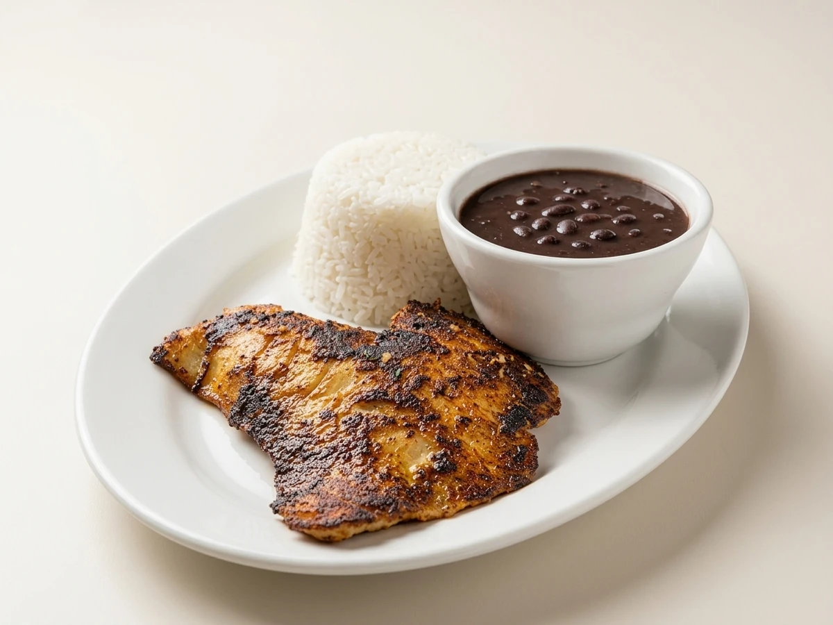Cook your catch: your fillets blackened, with rice, beans and maduros